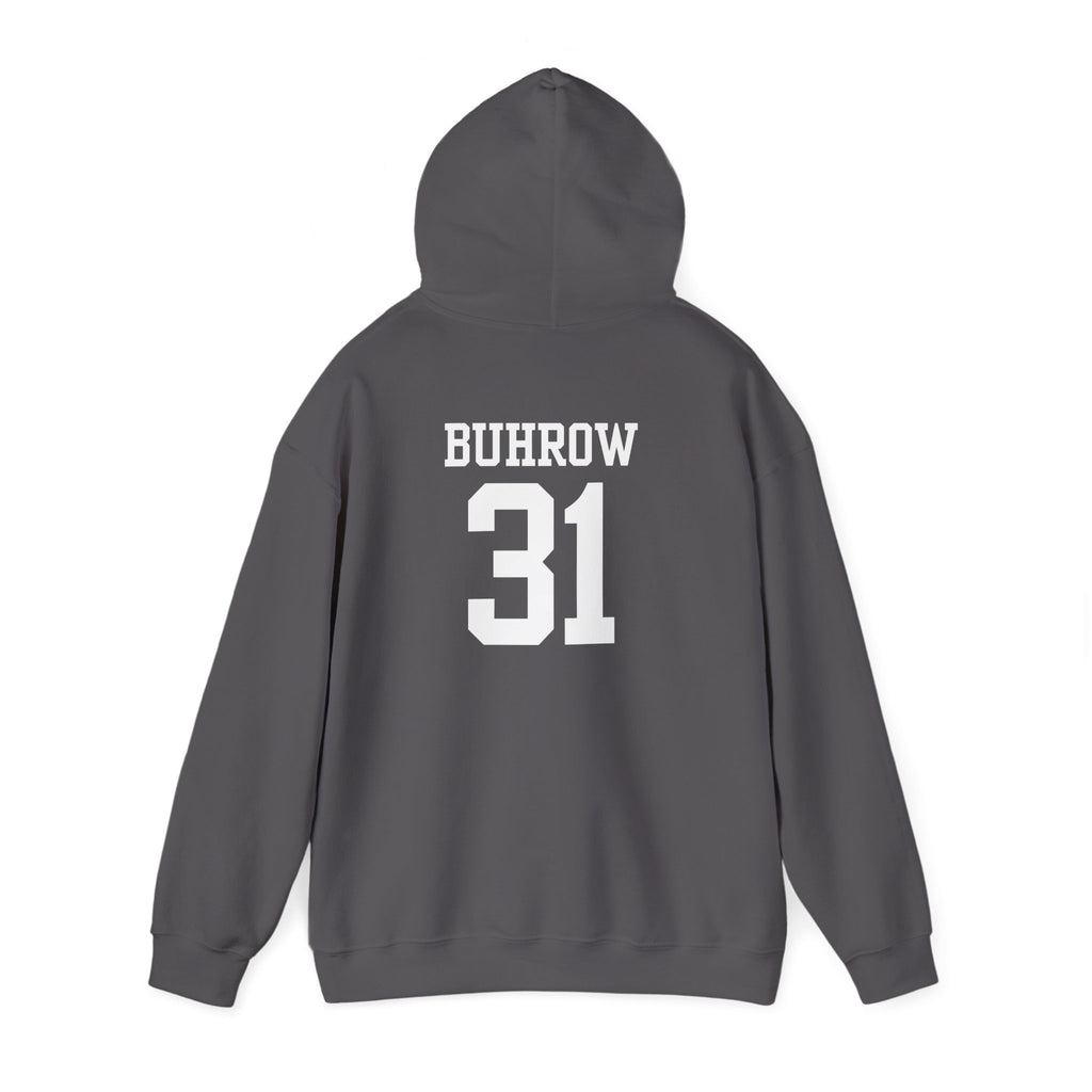 Minimal Red Graphic Hoodie | Chest Line Art, Subtle Text